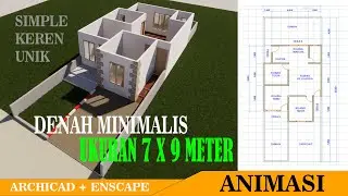 Denah rumah minimalis #ukuran7x9meter #2kamartidur #animasi #3dimensi