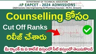 AP Eamcet 2024 Counselling Web Options Good News | AP Eamcet 2024 Rank vs Seat | Cutoff Ranks 2024