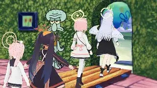 Squidward kicking Blue Archive Students out of his house