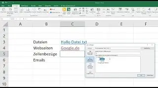 Excel: Hyperlink erstellen - Zellenbezüge, Email, Webseite, Datei [Formel, Verknüpfung, dynamisch]