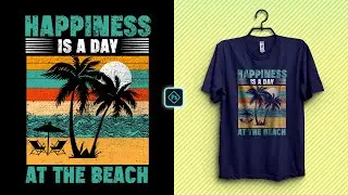 Vintage Beach Summer T-Shirt Design for Redbubble in Photoshop Tutorial