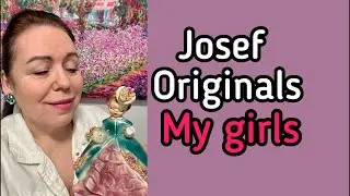 Коллекционные фарфоровые куколки Josef Originals USA. Кофейные чашечки с фиалками ручной работы