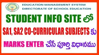 HOW TO ENTER CO CURRICULAR SUBJECTS MARKS IN STUDENT INFO SITE - CO CURRICULAR SUBJECTS MARKS Entry