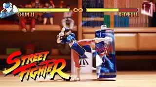 Street Fighter V: Chung Li Punching Red Bull Can With Ultra Combo| Stop Motion