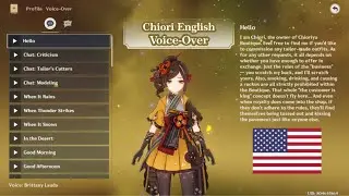 English Chiori Voice Lines by Brittany Lauda - Genshin Impact