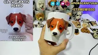 como hacer un PERRO REALISTA JACK RUSSELL TERRIERR sobre TAZA  en PORCELANAN FRIA -ESCULTURA