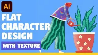 Character Illustration with texture in Adobe Illustrator | Speed Art (Illustration Process)