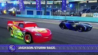 Cars 3: Driven to Win [PS4] Gameplay - Lightning McQueen vs Jackson Storm (Hard Mode)