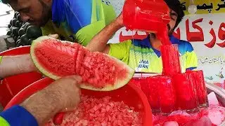 Amazing Watermelon Cutting Skills | Watermelon Juice in Summer | Street Food of Karachi Pakistan