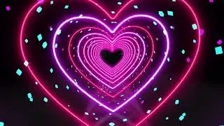 Double Neon Love Heart Tunnel Particles Background61 hour | HD 60fps Background Disco Pink