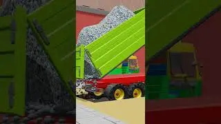 Tractor and Excavator working together to build Rufus' Doghouse  - Animated Farm Bazylland