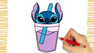 How to Draw STITCH'S CUP DRINK I CUTE I Easy I Step by Step