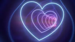 Move Through Beautiful 3D Rainbow Heart Neon Glow Reflection Tunnel 4K Background VJ Video Effect