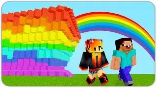 НУБ И ДЕВУШКА ПРОТИВ РАДУЖНОГО ЦУНАМИ В МАЙНКРАФТ ! КАК ВЫЖИТЬ В MINECRAFT ? ТРОЛЛИНГ ЗАЩИТА МУЛЬТИК