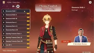 Thoma Voice Lines in English by Christian Banas (Eng Sub) Friendship lvl 1 - Genshin Impact