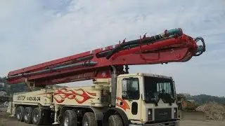 Работа автобетононасоса (betonpumpe) mack Putzmeister 58m