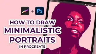 How To Draw Minimalistic Portraits Using Procreate & Photoshop (30 Sec Speed Tutorial) #Shorts