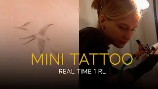 Процесс создания тату ласточки самой тонкой иглой 1rl / tattoo real time | Mini tattoo 1rl