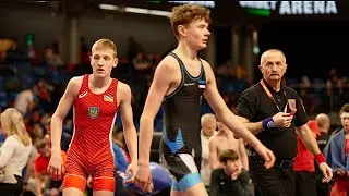 U17 Dmytro Molyboh (UKR) vs Hans Oskar Kams (EST) 55kg. Greco-roman boys wrestling.