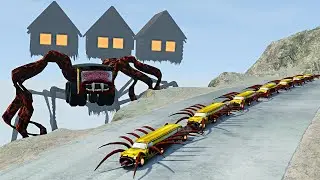 Long Car Eater Downhill Madness 2 with NEW HOUSE HEAD & BUS EATER & SONIC TAPES – BeamNG.Drive