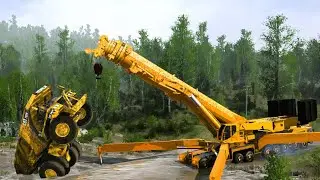 Spintires MudRunner - Liebherr LTM 11200 18x18 Crane Heavy Lifting - Caterpillar 797f Dump Truck