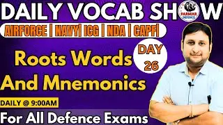 DAILY VOCAB SHOW |  Day -26 | One Word Substitution| Vocab for all Defence exams | Parmar Defence|