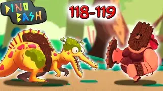 СПИНОЗАВР против ТЕТИ МОТИ 118-119 УРОВЕНЬ в DINO BASH прохождение игры про динозавров на андроид.