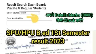 Sardar Patel University Mandi B.ed First Semester result 2023/HPU/SPU B.ed 1st Sem result 2023