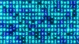 Abstract Blue Glowing Moving Computer Hacker Code Ciphertext Concept 4K Motion Background for Edits