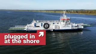 This electric ferry uses a very long extension cord