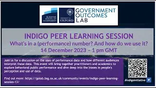 INDIGO Peer Learning session - What’s in a (performance) number? And how do we use it?