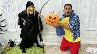 Dad makes on Halloween costume and makeup for Sofia! София и истории на Хеллоуин!