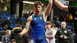 U15 I. Gogshelidze (GEO) vs A. Pirrone (ITA). Freestyle 48kg youth wrestling.