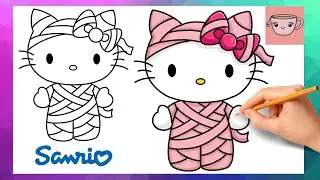 How To Draw Hello Kitty Mummy 🎃 Halloween Cute Easy Drawing Tutorial