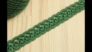 Вязание крючком ленточного кружева на основе шнура из пышных столбиков Crochet