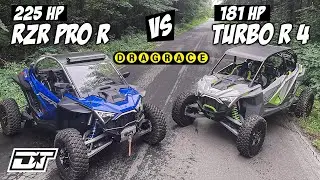 225 Horsepower RZR PRO R vs 181 Horsepower RZR Turbo R 4 DRAG RACE!