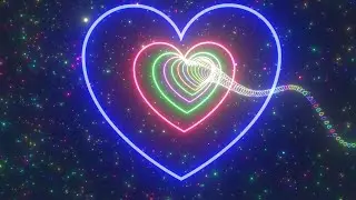 Zoom Fast Through Multicolored Bright Neon Glow Heart Tunnel In Space 4K Video Effects HD Background