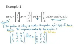 Linear Algebra Example: Span Questions