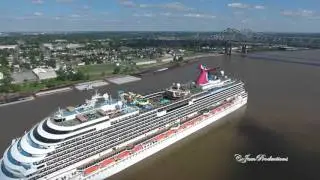 DJI Phantom 4 watching the Carnival Dream depart New Orleans