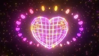 Mini Love Ring Orbiting Around Wireframe Heart Shape Planet In Space 4K Motion Background for Edits