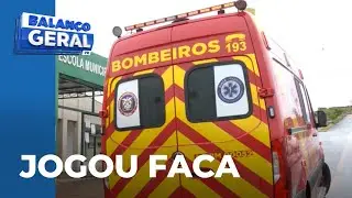 Mulher é presa após jogar faca na direção do próprio filho: criança foi socorrida na escola