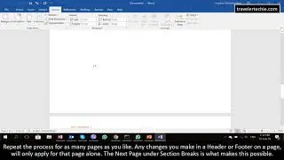 How to have a different Header or Footer in each page in Microsoft Word