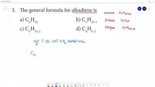 The general formula for alkadiene isa) CnH2n b) CnH2n-1c) CnH2n-2 d) CnHn-2