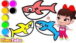 How to Draw Baby Shark |   | Nursery Rhymes & Kids Songs | Kindergarten | LimeAndToys