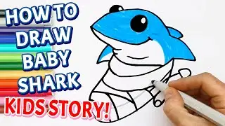 HOW TO DRAW BABY SHARK (SHARK STORY FOR KIDS)