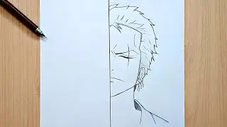 How to draw Zoro | One Piece | Zoro half face step-by-step easy : Tutorial