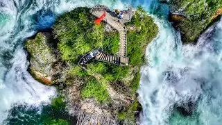 Switzerland🇨🇭The Rhine Falls (Rheinfall) the largest in Europe