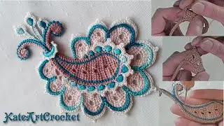 Вяжем пейсли в тунисской технике для ирландского кружева.Часть 1.Irish Crochet & Tunisian Crochet