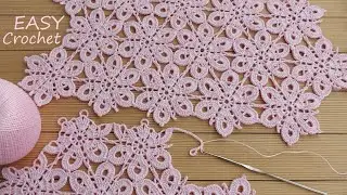 ЦВЕТОЧНЫЙ УЗОР без отрыва нити!!! Очень просто! ВЯЗАНИЕ КРЮЧКОМ   SUPER EASY Pattern flowers Crochet