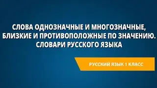 Слова однозначные и многозначные, близкие и противоположные по значению. Словари русского языка